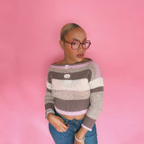 1 OF 1 Brown Multicoloured boat neck Top