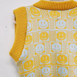 Checkerboard Smiley Cardigan Vest