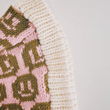 SAMPLE Smiley Aran Salmon, Ivory and Brown Balaclava