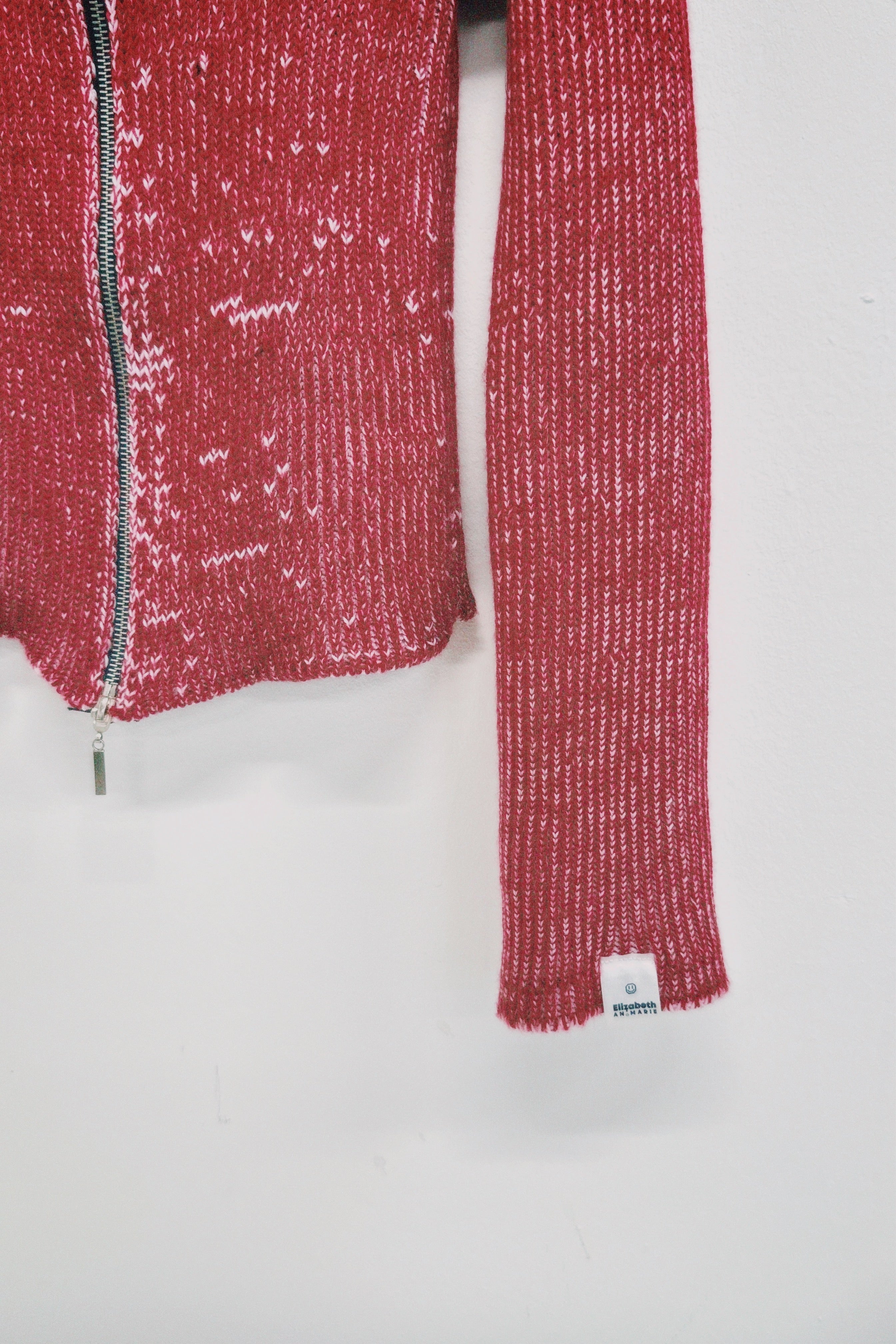 Red and Pink Zipper Cardigan
