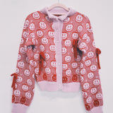 Susannah Smiley Cardigan with knitted Bows: Red
