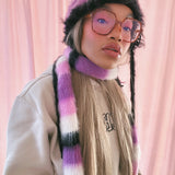 1 OF 1 Pink, Purple, Black and Ivory Skinny Scarf