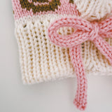 SAMPLE Smiley Aran Salmon, Ivory and Brown Balaclava