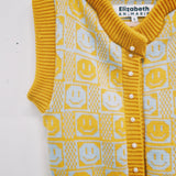 Checkerboard Smiley Cardigan Vest