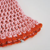 1 OF 1 Pink and Orange Crochet Hat