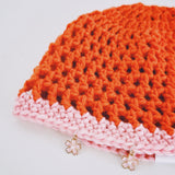 1 OF 1 Orange and Pink Crown Crochet Hat