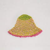 1 OF 1 Pink and Green Crochet Hat