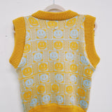 Checkerboard Smiley Cardigan Vest