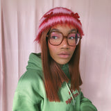 1 OF 1 Pink and Red Crochet Hat