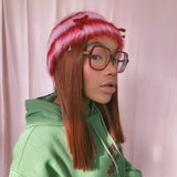 1 OF 1 Pink and Red Crochet Hat