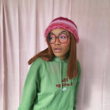 1 OF 1 Pink and Red Crochet Hat