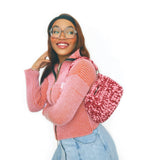 Large Curvy Arch Bag with Shoulder Strap- Berry