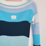 SAMPLE Mixed Blue Maxi boat neck dress