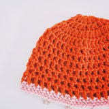 1 OF 1 Orange and Pink Crown Crochet Hat
