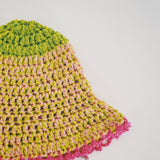 1 OF 1 Pink and Green Crochet Hat
