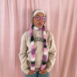 1 OF 1 Pink, Purple, Black and Ivory Skinny Scarf