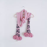 SAMPLE Pink Smiley Face Crochet Ruffle Scarf