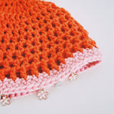 1 OF 1 Orange and Pink Crown Crochet Hat
