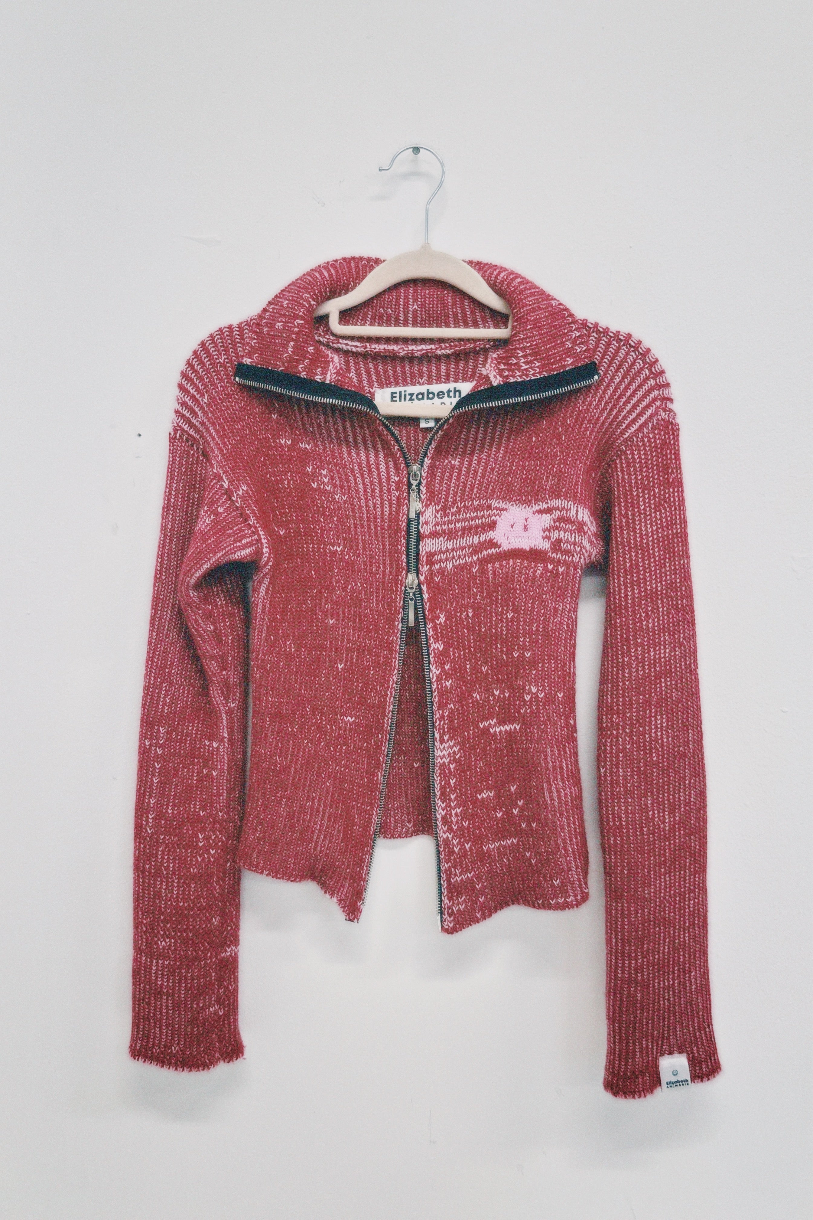 Red and Pink Zipper Cardigan