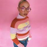 Pink Ribbed Multicoloured Smiley Jumper