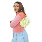 Mini Curvy Arch Bag with Shoulder Strap- Green Peach