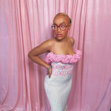 Pink and White Smiley Tube Strap Dress