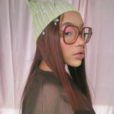 1 OF 1 Pink and Green Cat ears Knit Hat