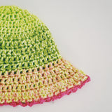 1 OF 1 Green, Pink Crochet Hat