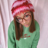 1 OF 1 Pink and Red Crochet Hat