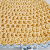 1 OF 1 Yellow and Blue Crochet Hat