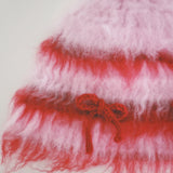 1 OF 1 Pink and Red Crochet Hat