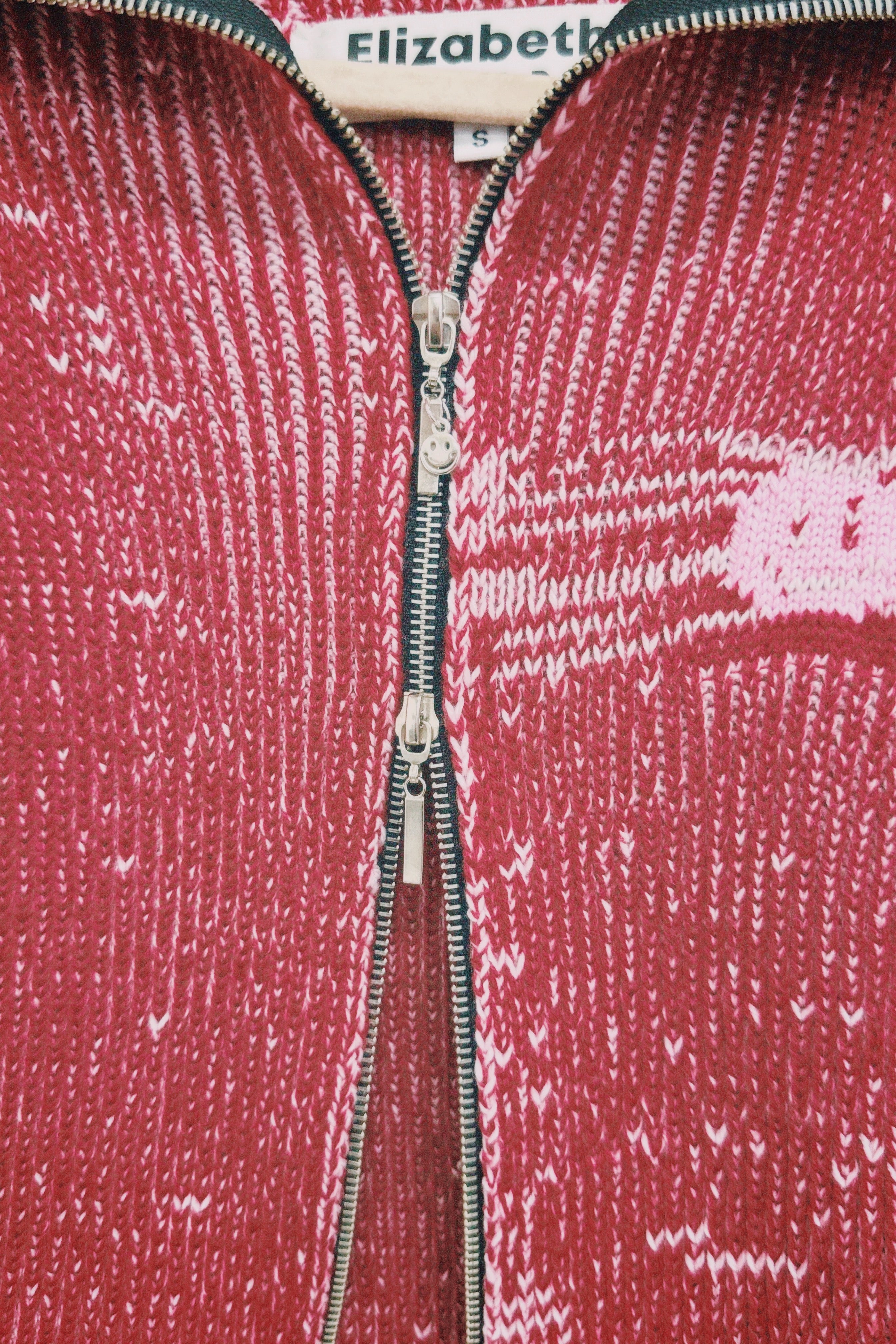 Red and Pink Zipper Cardigan