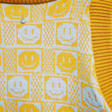 Checkerboard Smiley Cardigan Vest