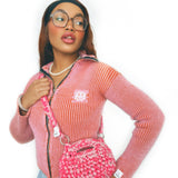 Mini Curvy Arch Bag with CrossBody Strap - Cherry Tart