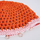 1 OF 1 Orange and Pink Crown Crochet Hat