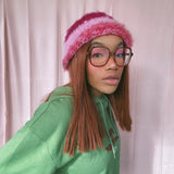 1 OF 1 Pink and Red Crochet Hat