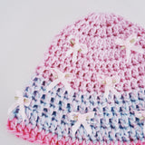 1 OF 1 Pink and Blue round Crochet Hat