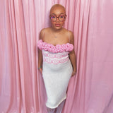 Pink and White Smiley Tube Strap Dress