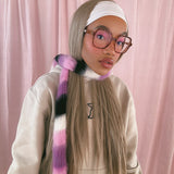 1 OF 1 Pink, Purple, Black and Ivory Skinny Scarf