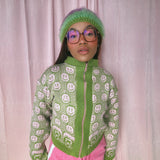 Susannah, Smiley and Friend Cardigan with Zipper: Green