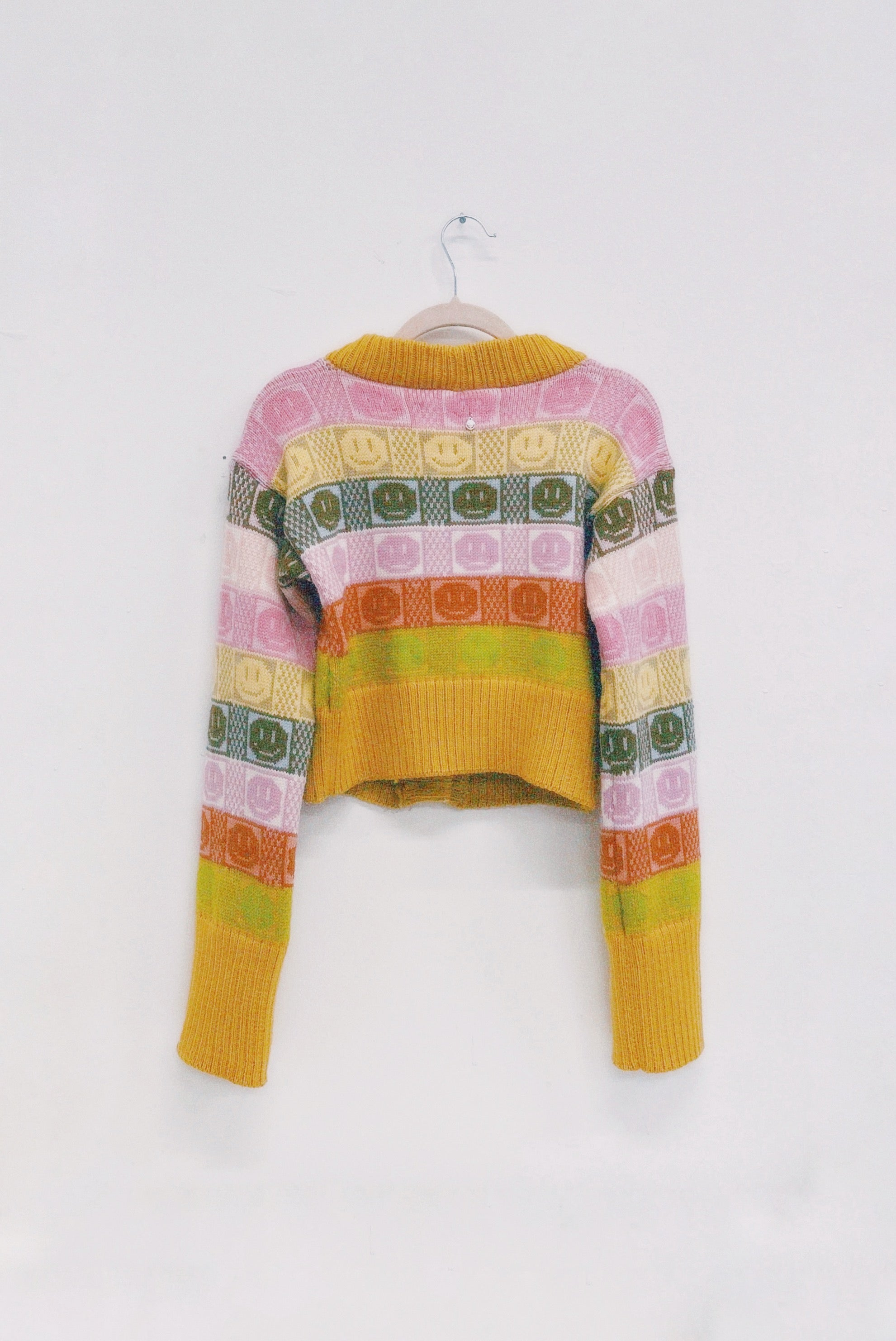 Multicolour Checkerboard Smiley Cardigan