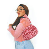 Large Curvy Arch Bag with Shoulder Strap- Berry