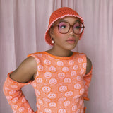 Orange and Pink Cold Shoulder Jumper