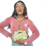 Mini Curvy Arch Bag with Shoulder Strap- Green Peach