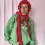 1 OF 1 Purple and Red Crochet Bonnet