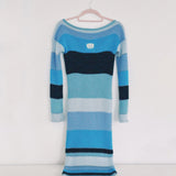 SAMPLE Mixed Blue Maxi boat neck dress