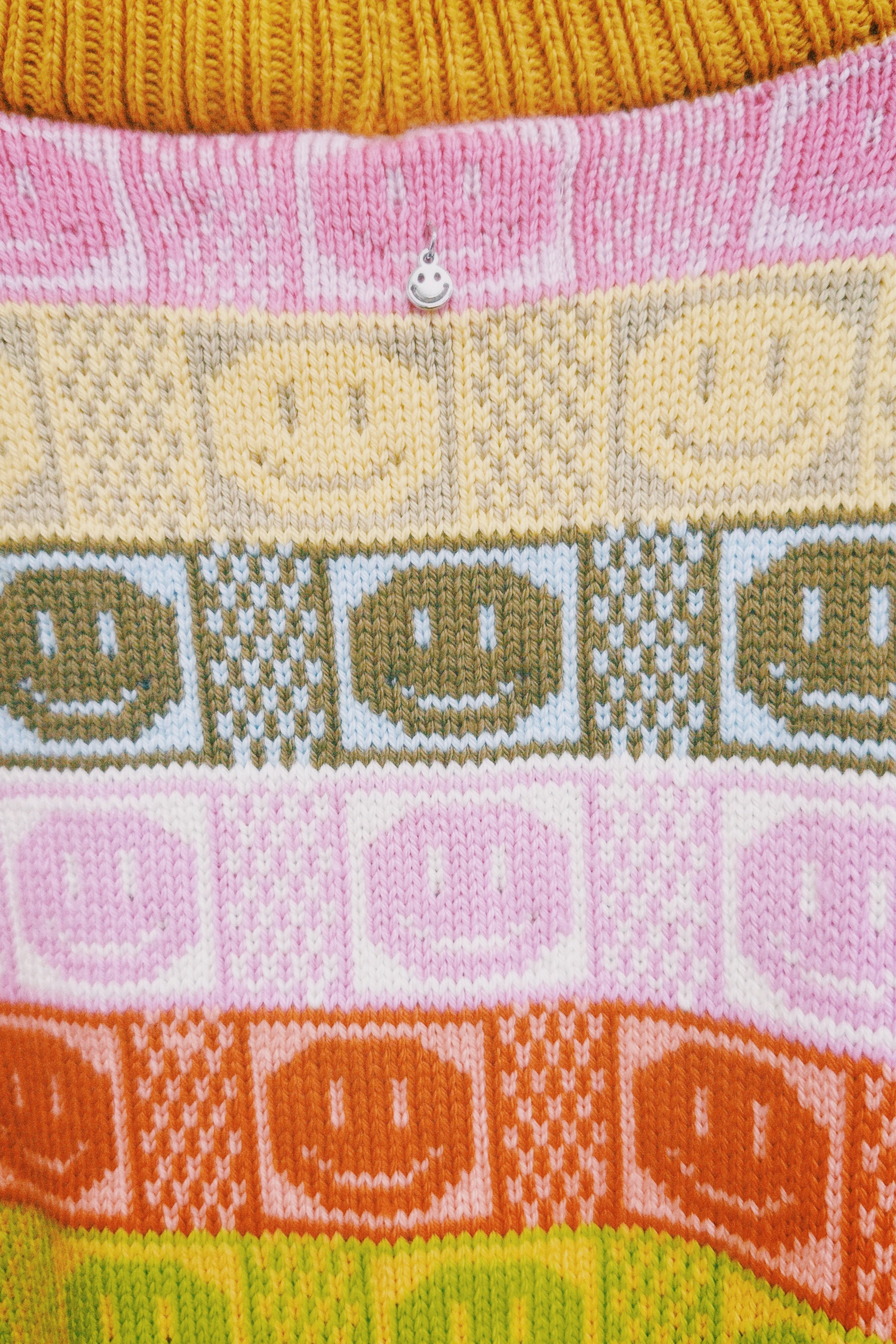 Multicolour Checkerboard Smiley Cardigan