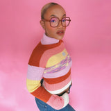 Pink Ribbed Multicoloured Smiley Jumper