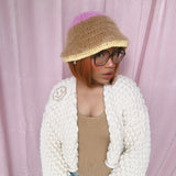 1 OF 1 Pink, Brown and Yellow Hat