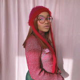 Red and Pink Zipper Cardigan